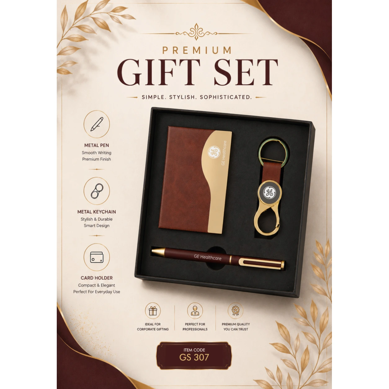 3-in-1 Card Holder, Pen & Keychain Gift Set – GS 307 - Image 2