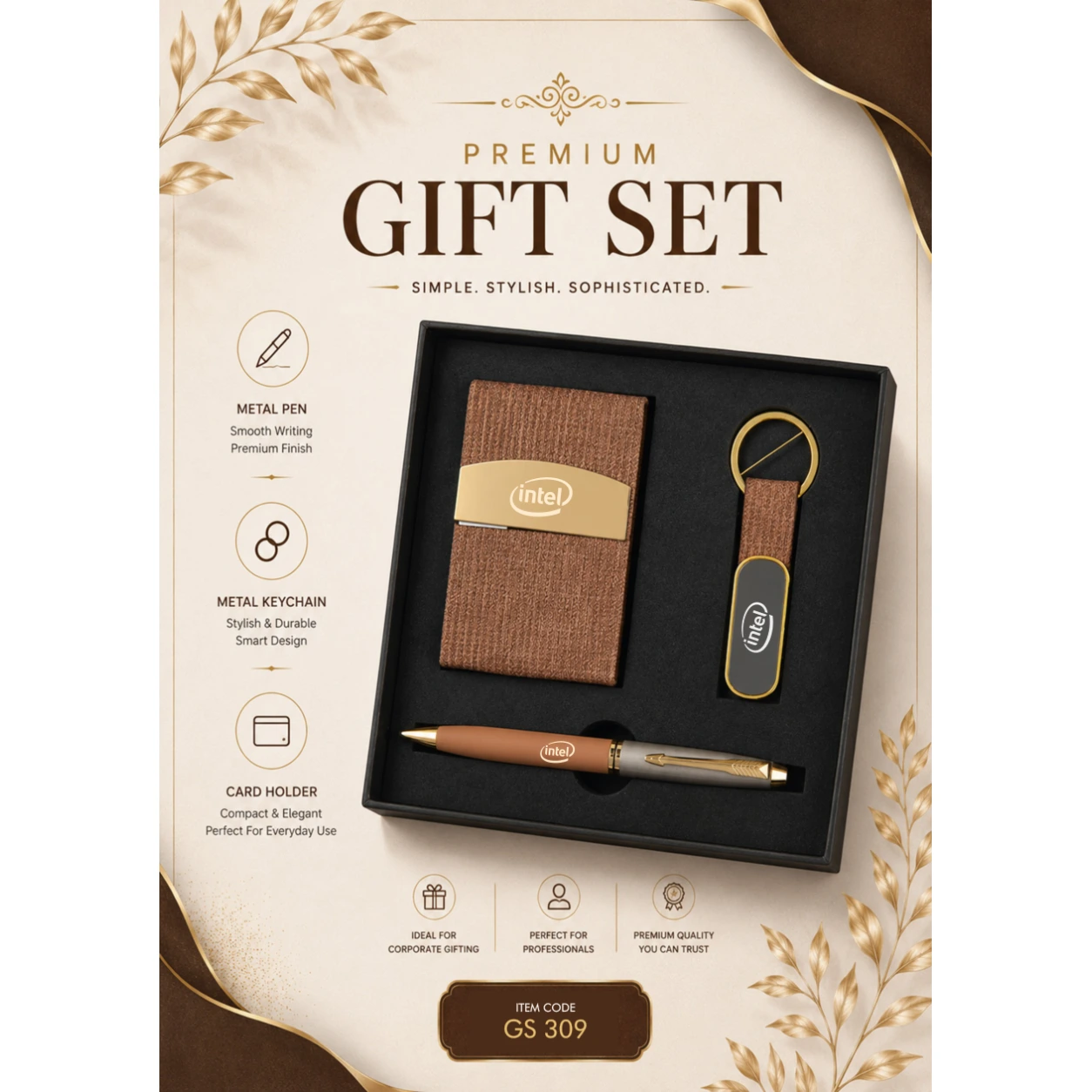 3-in-1 Card Holder, Pen & Keychain Gift Set – GS 309 - Image 2