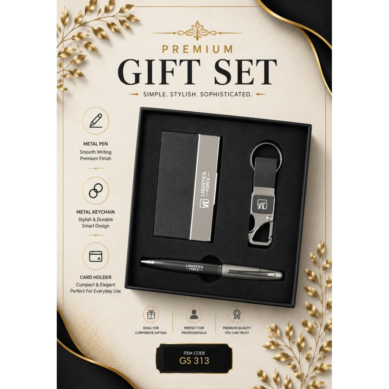 3-in-1 Card Holder, Pen & Keychain Gift Set – GS 313 - Image 2
