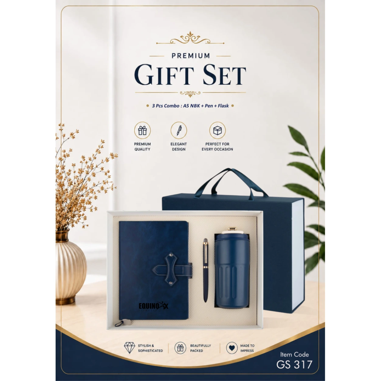 3-in-1 Notebook, Pen & Flask Gift Set – GS 317 - Image 2