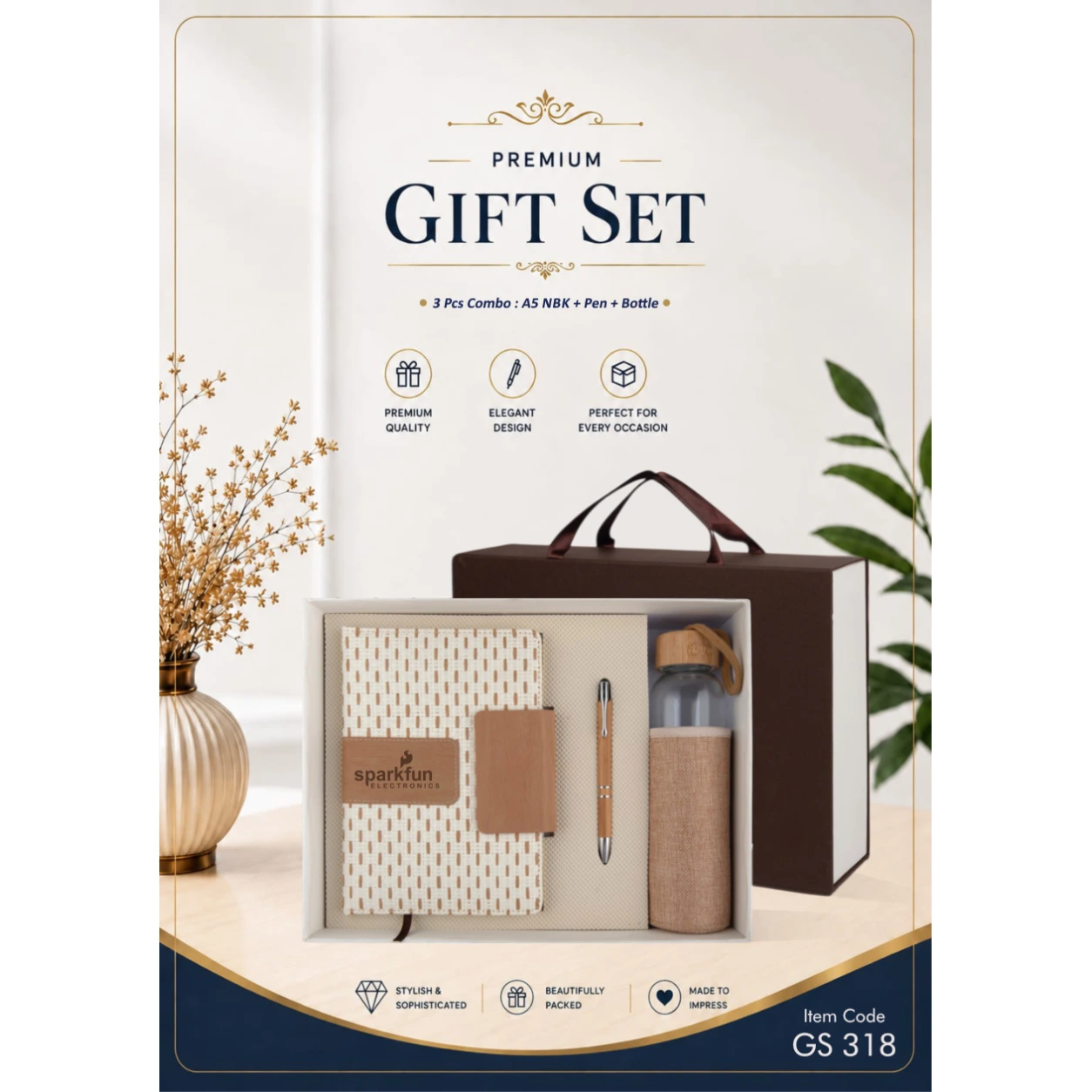 3-in-1 Notebook, Pen & Bottle Gift Set – GS 318 - Image 2
