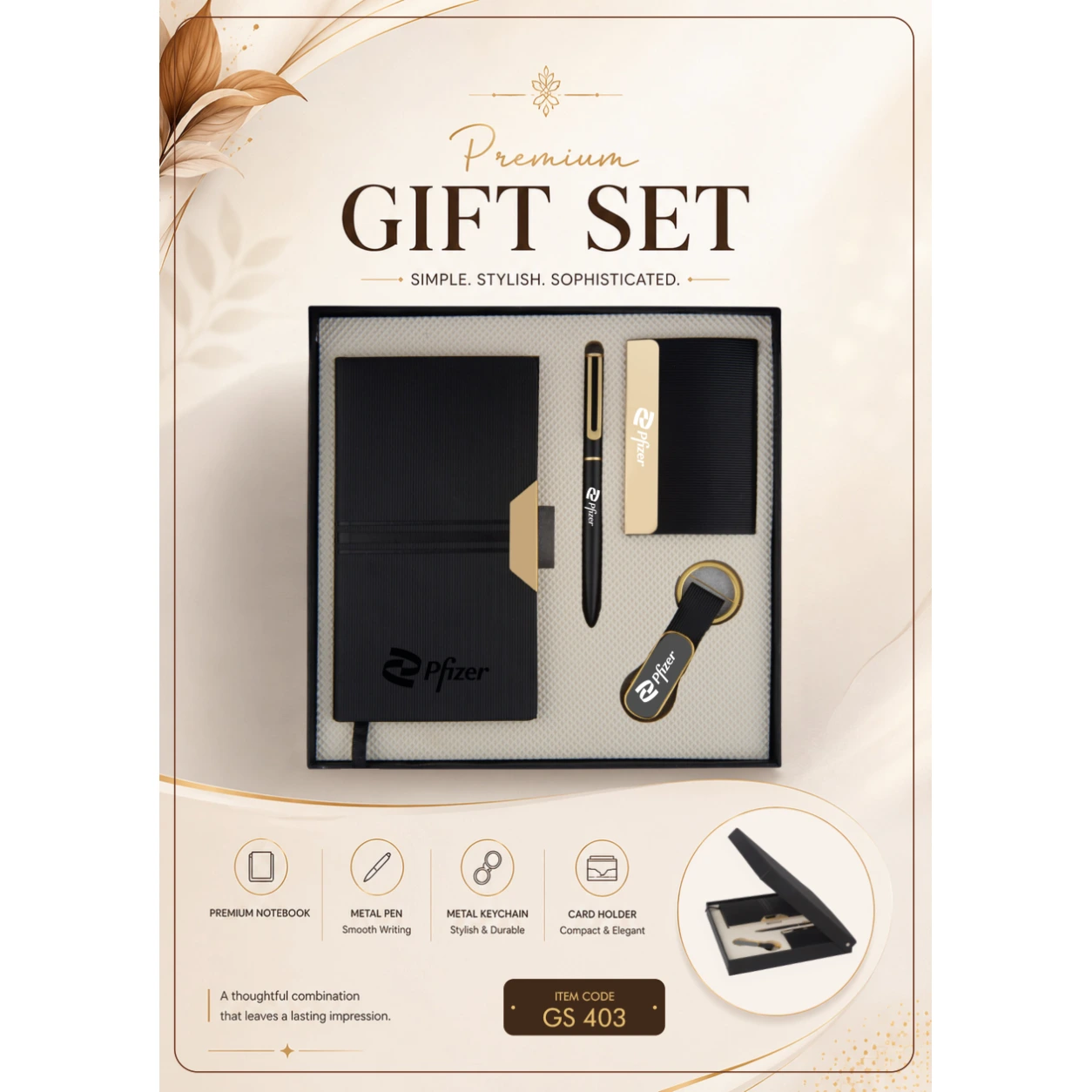 4-in-1 Notebook, Pen, Keychain & Card Holder Gift Set – GS 403 - Image 2