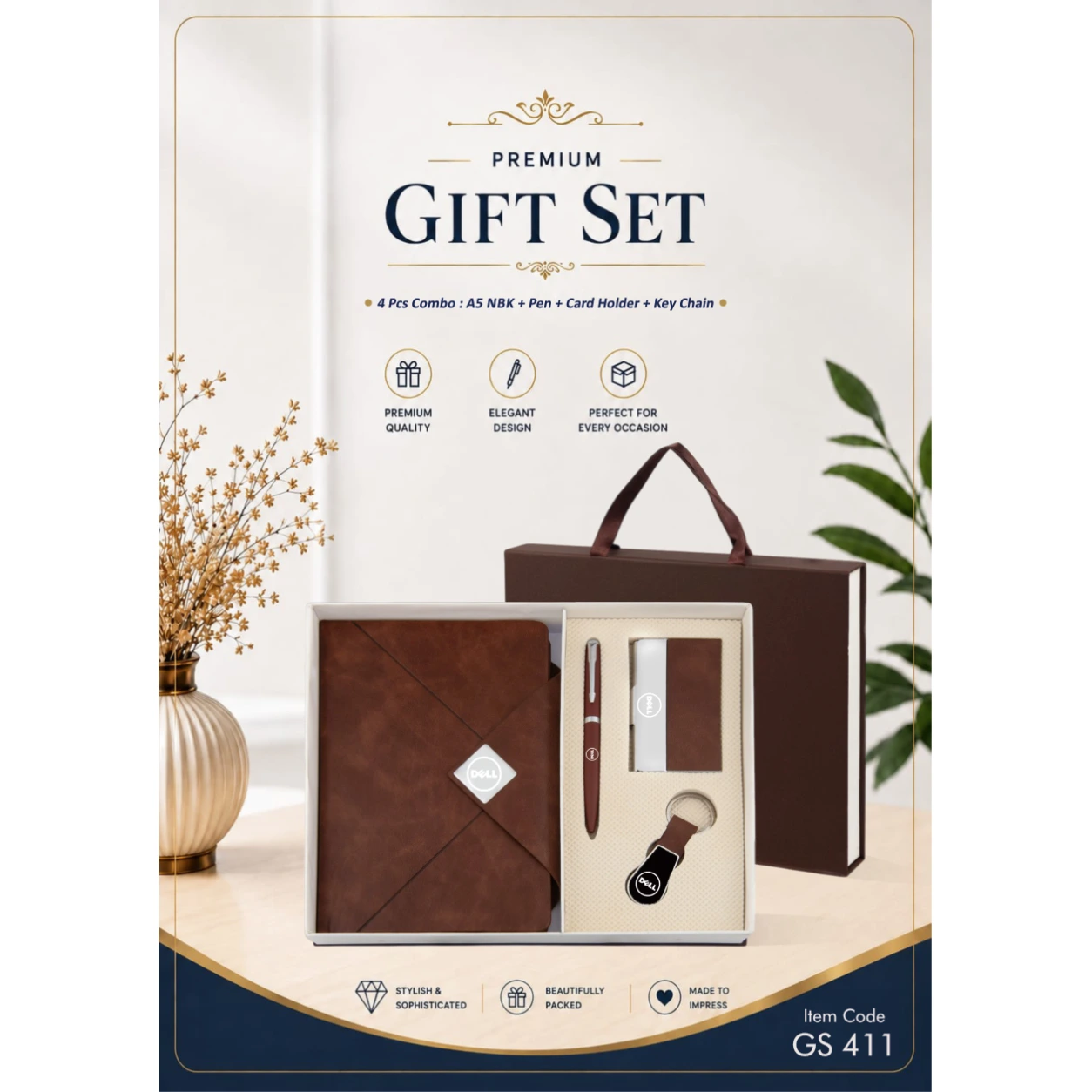 4-in-1 Notebook, Pen, Keychain & Card Holder Gift Set – GS 411 - Image 2