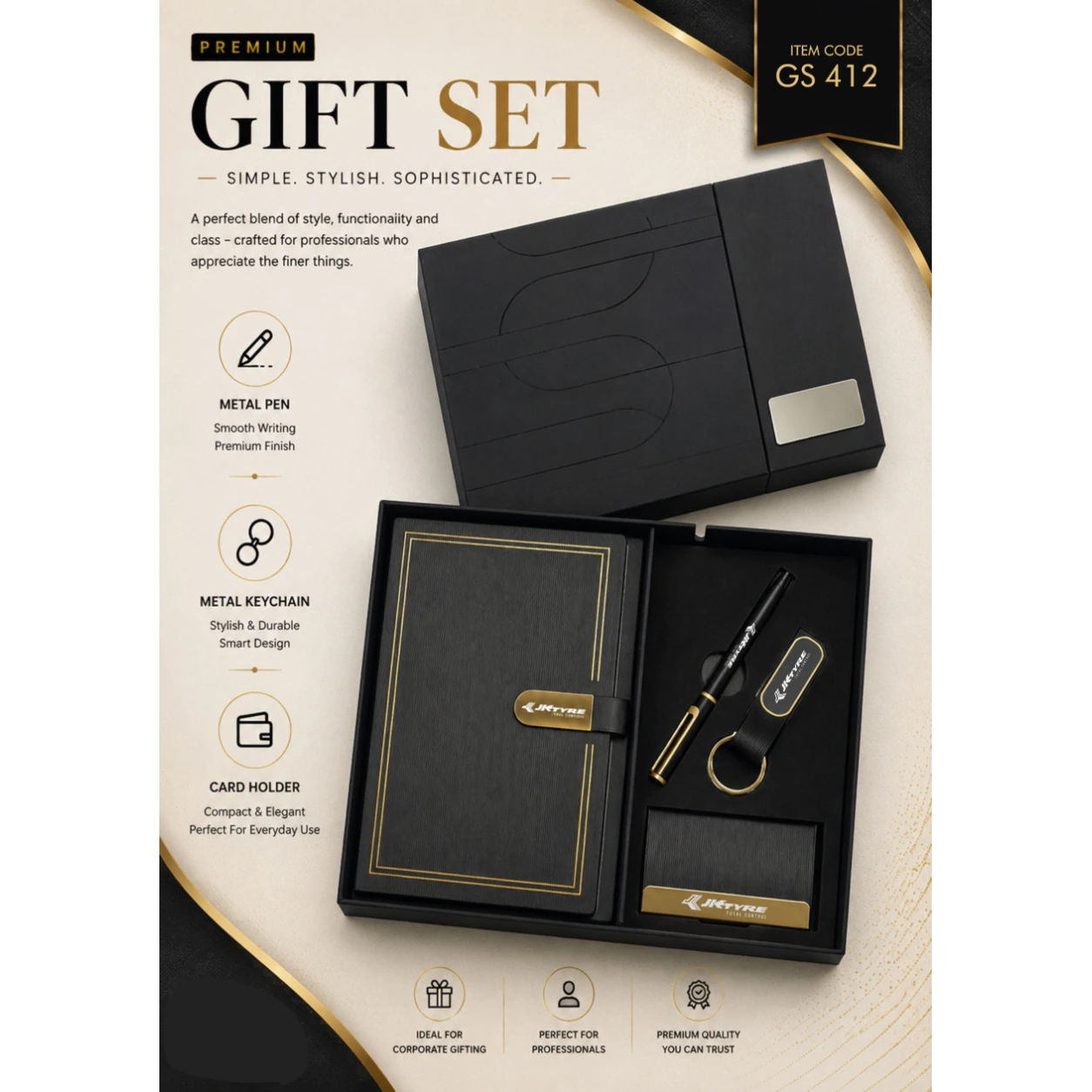4-in-1 Notebook, Pen, Keychain & Card Holder Gift Set – GS 412 - Image 2