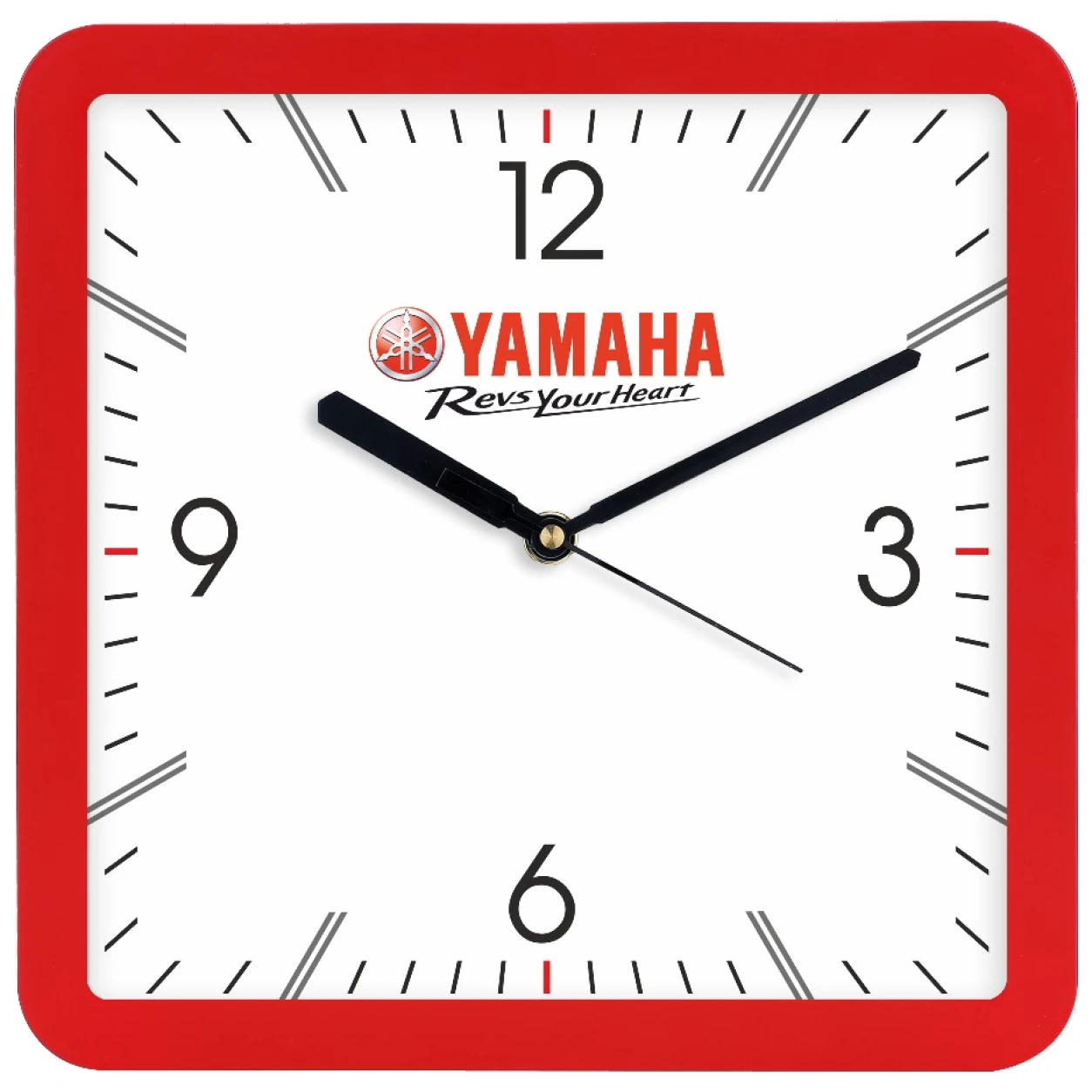 Model 88 red square wall clock original photo with Yamaha sample branding