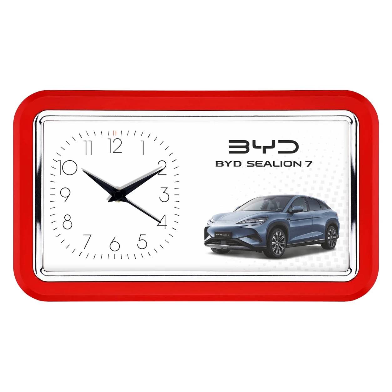 Model 99 rectangular clock original photo with BYD sample branding and car artwork