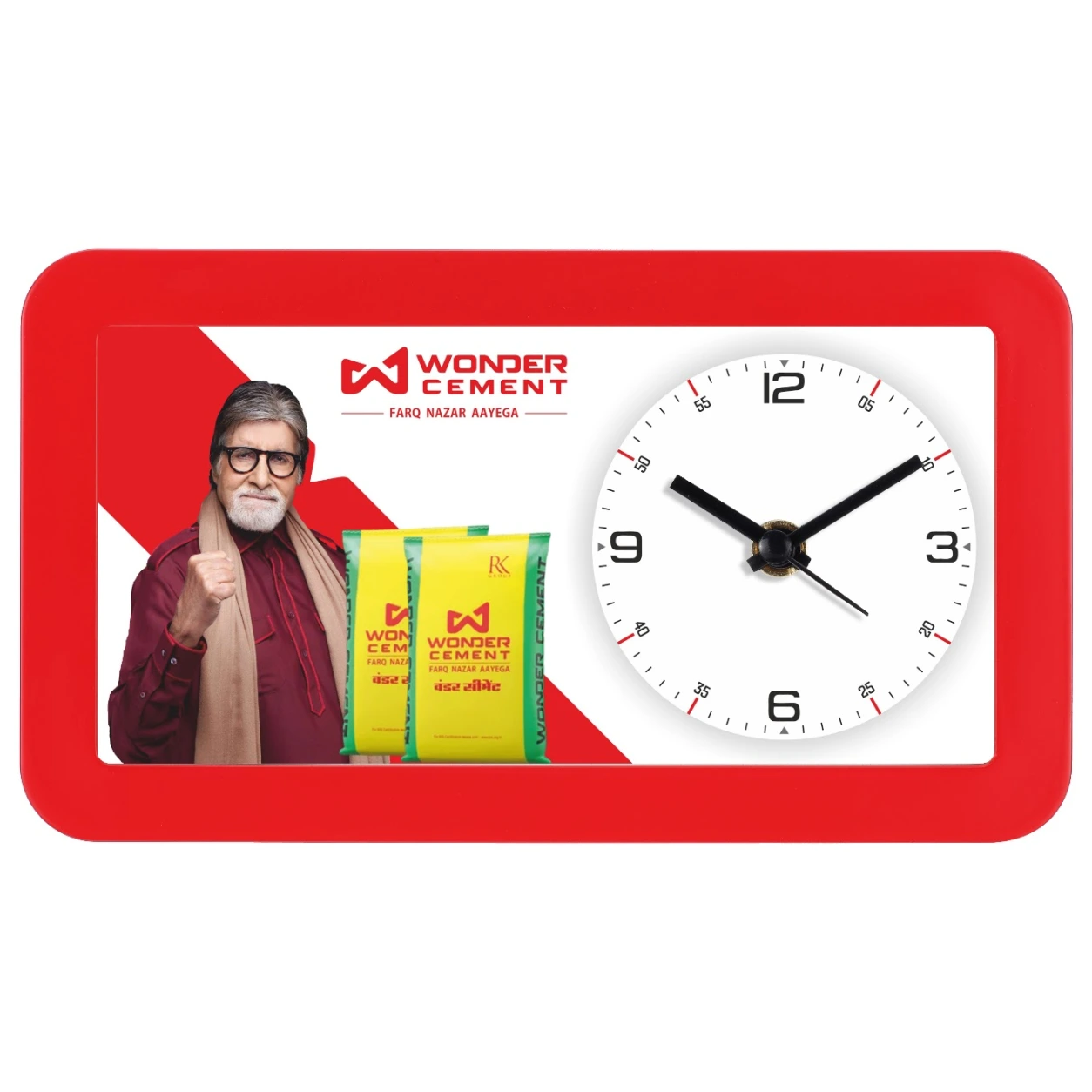 107/108 Rectangular Table Clock – Red and Gold — WC107