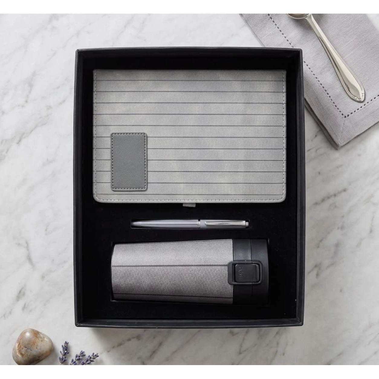 3-in-1 Notebook, Pen and Tumbler Gift Set - Grey - DPT 08 - Image 2