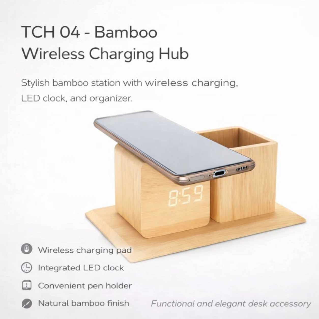 Bamboo Wireless Charging Hub - TCH 04 - Image 2