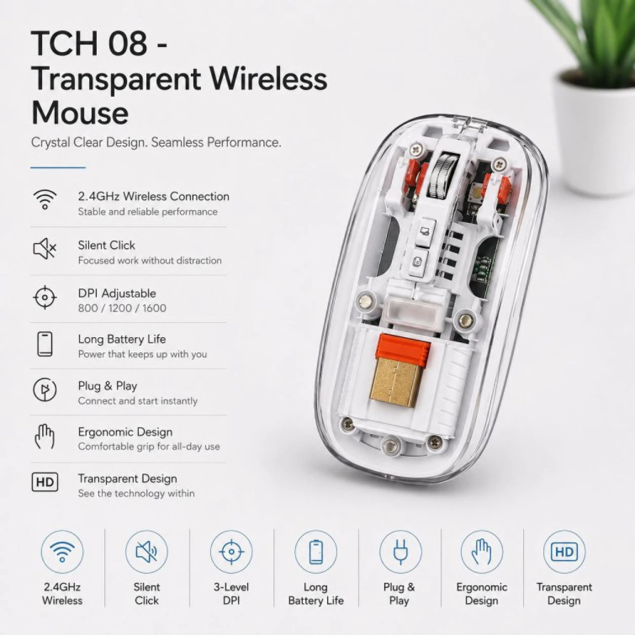 Transparent Wireless Mouse - TCH 08 - Image 2