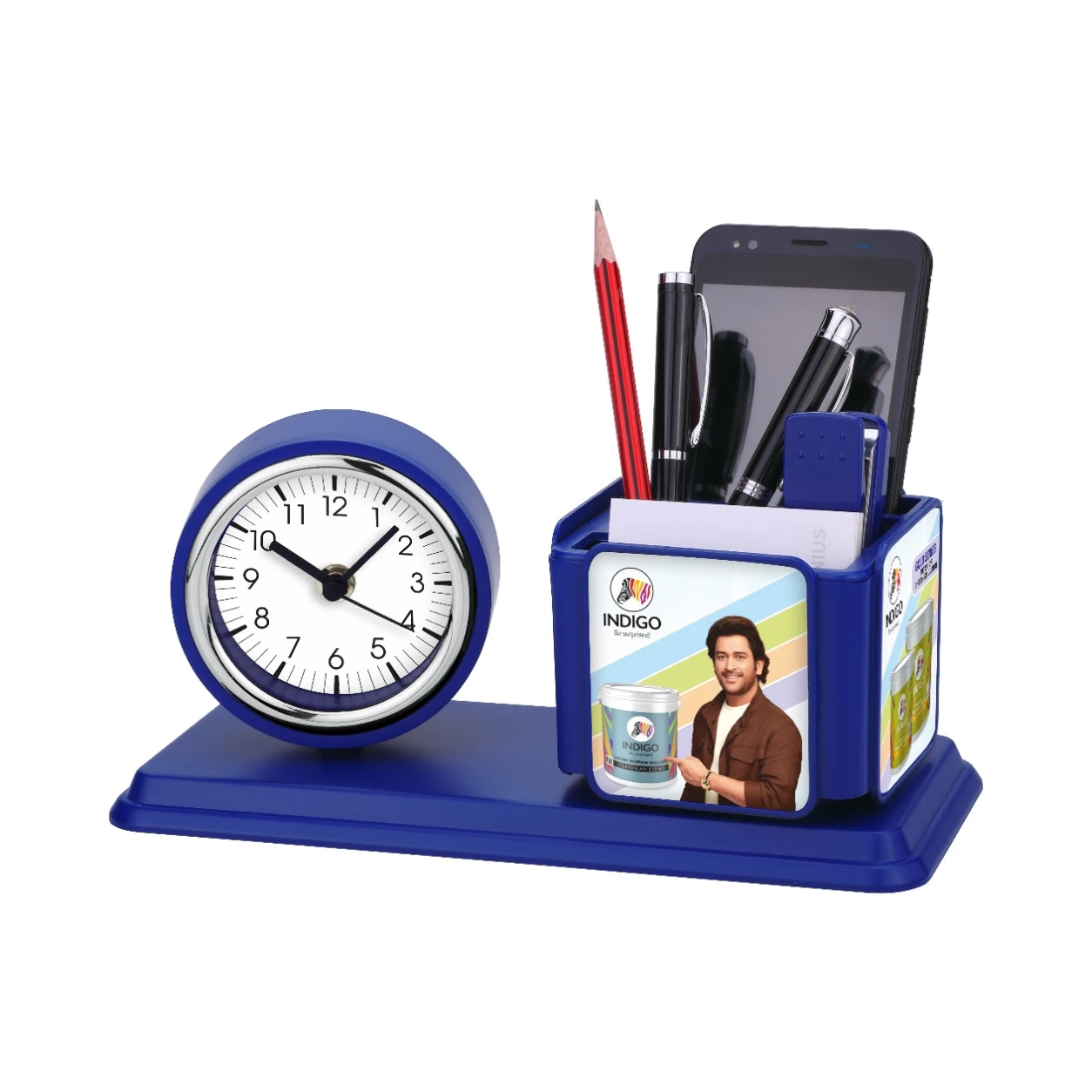 110/111 Multipurpose Desk Organiser with Clock – Blue and Red — WC110