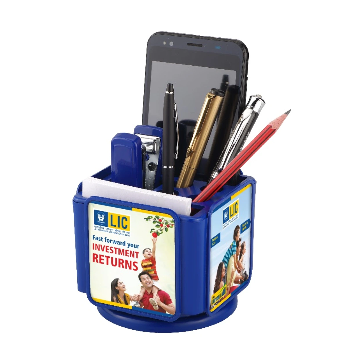 137/138 Compact Revolving Pen Stand – Blue and Black — WC137