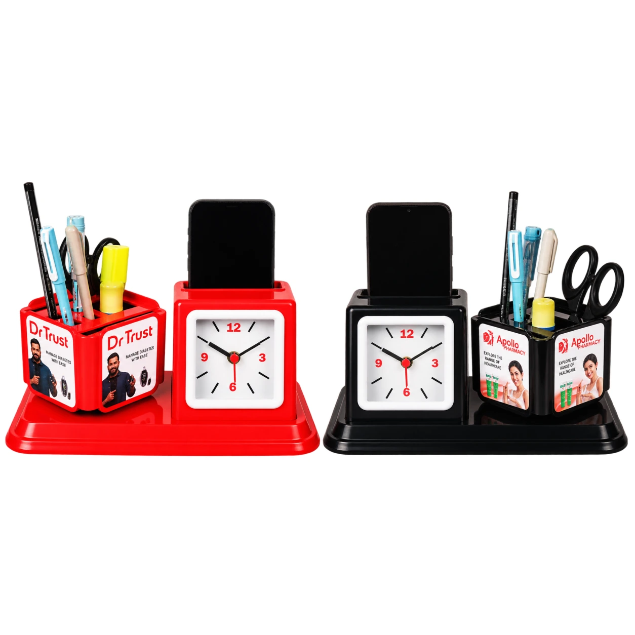 TC361/TC362 Revolving Desk Clock with Pen Stand and Mobile Holder — TC361