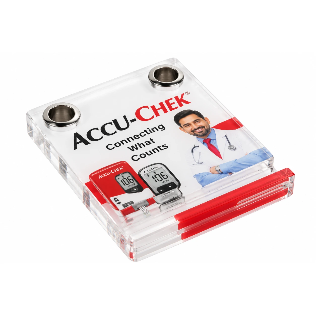 APW628 Acrylic Paperweight with Pen and Mobile Holder