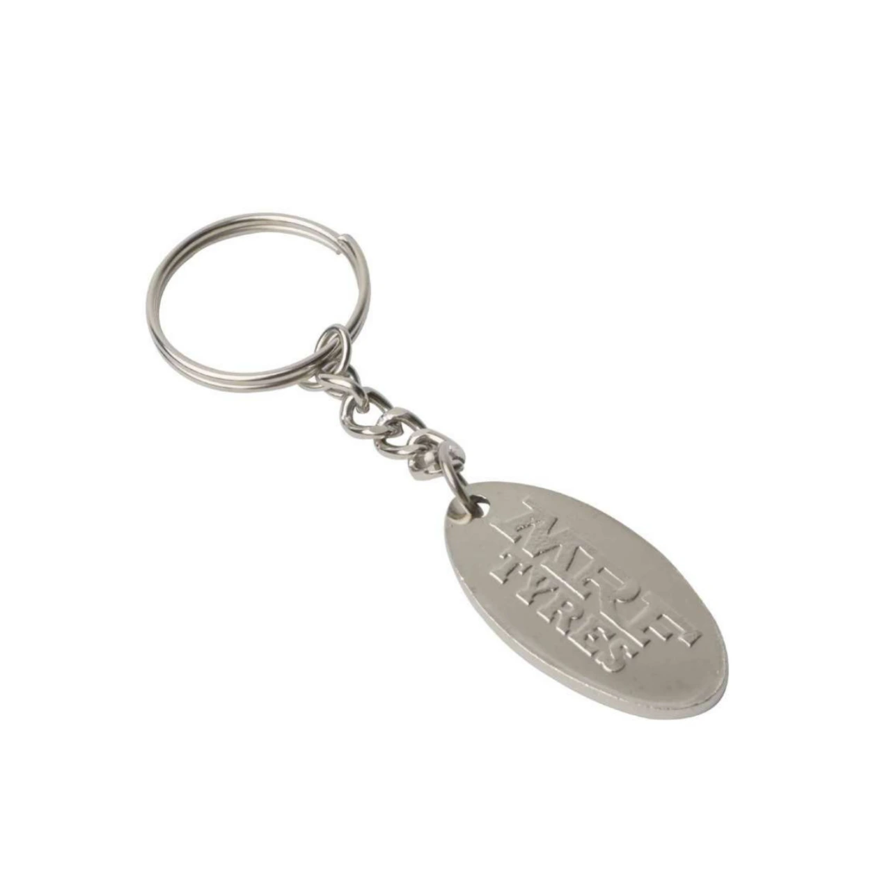 01 Oval Chain Nickel-Finish Metal Keychain — 01