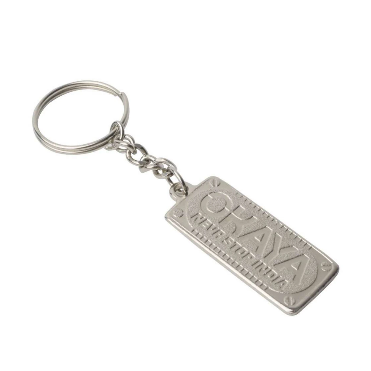 03 Rectangular Chain Nickel-Finish Metal Keychain — 03