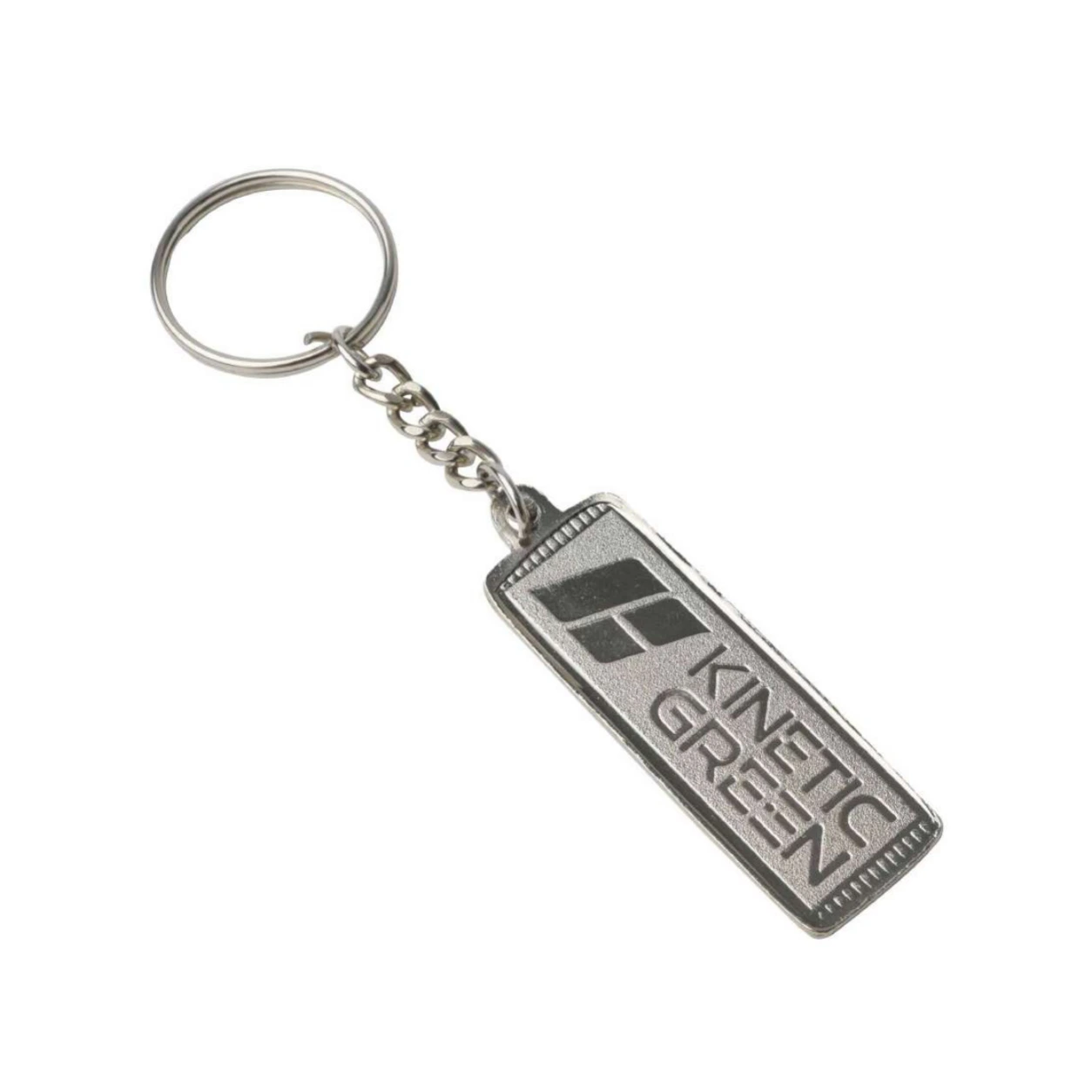 04 Slim Rectangular Chain Nickel-Finish Metal Keychain — 04