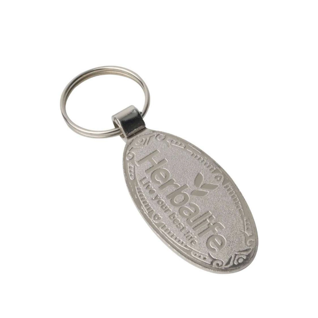07 Oval Round-Neck Nickel-Finish Metal Keychain — 07