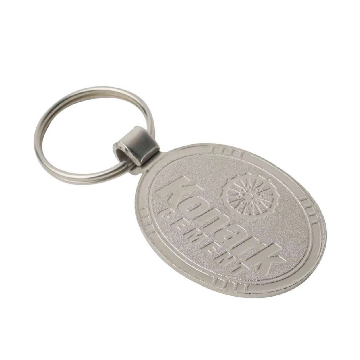 10 Round Round-Neck Nickel-Finish Metal Keychain — 10