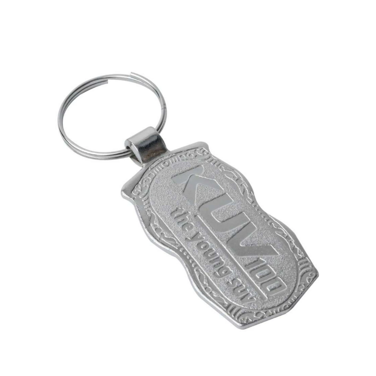 17 Decorative Rectangle Round-Neck Chrome-Finish Metal Keychain — 17