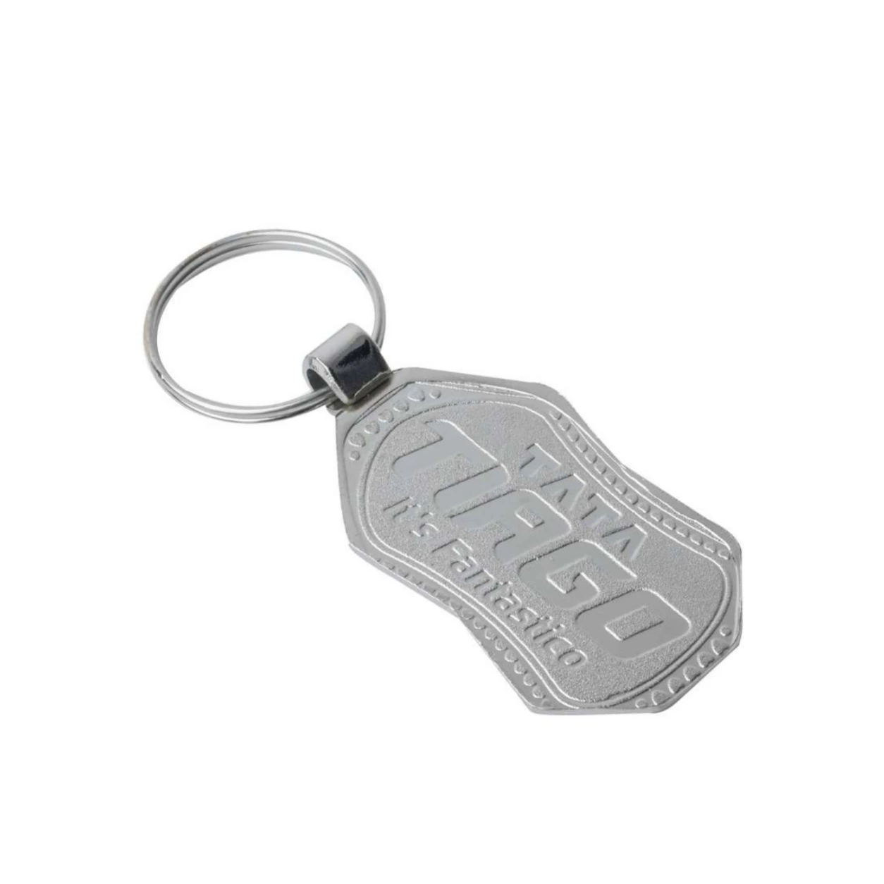 18 Curved Shield Round-Neck Chrome-Finish Metal Keychain — 18