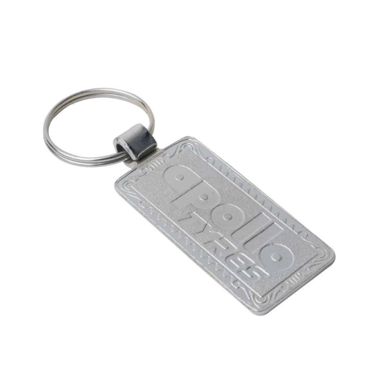 20 Slim Rectangle Round-Neck Chrome-Finish Metal Keychain — 20