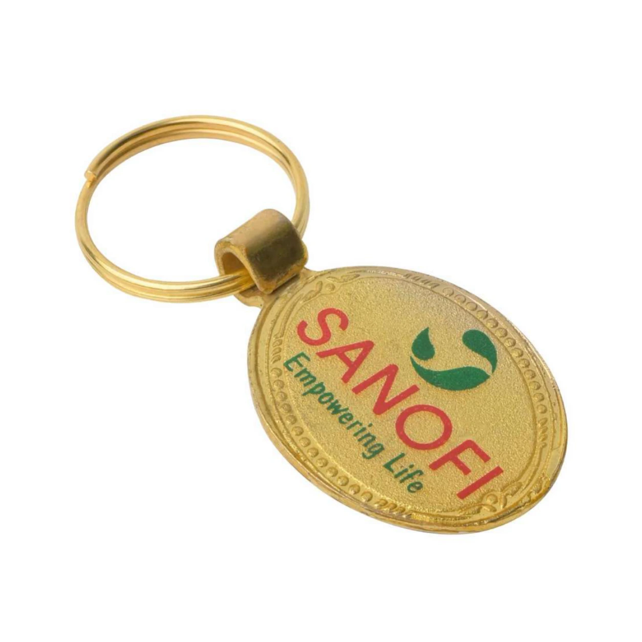 22 Oval Round-Neck Golden-Finish Metal Keychain — 22