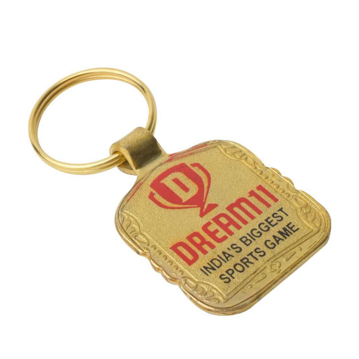 24 Decorative Rectangle Golden-Finish Metal Keychain — 24