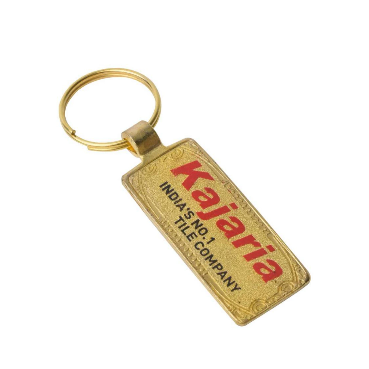 26 Slim Rectangle Golden-Finish Metal Keychain — 26