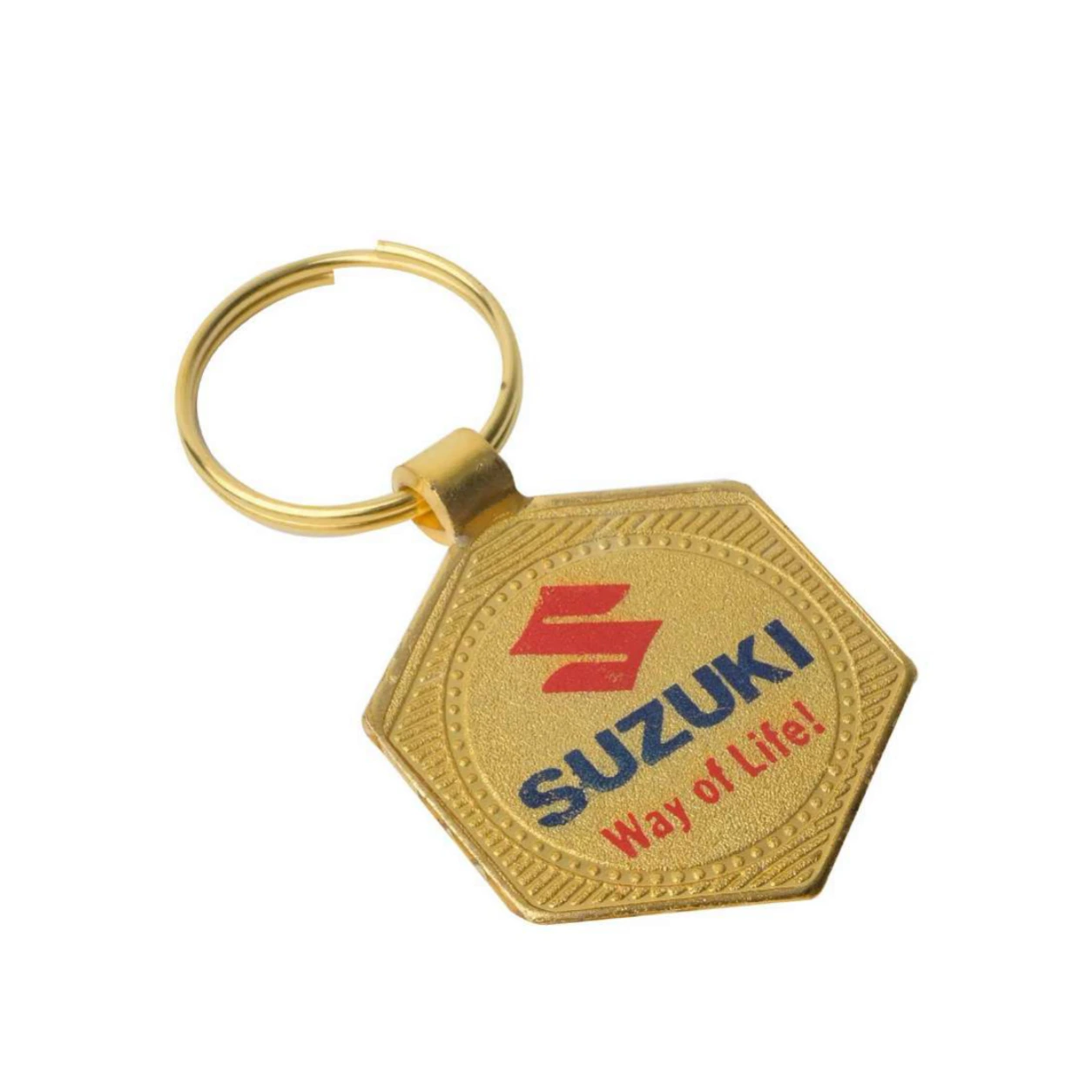 27 Hexagon Golden-Finish Metal Keychain — 27