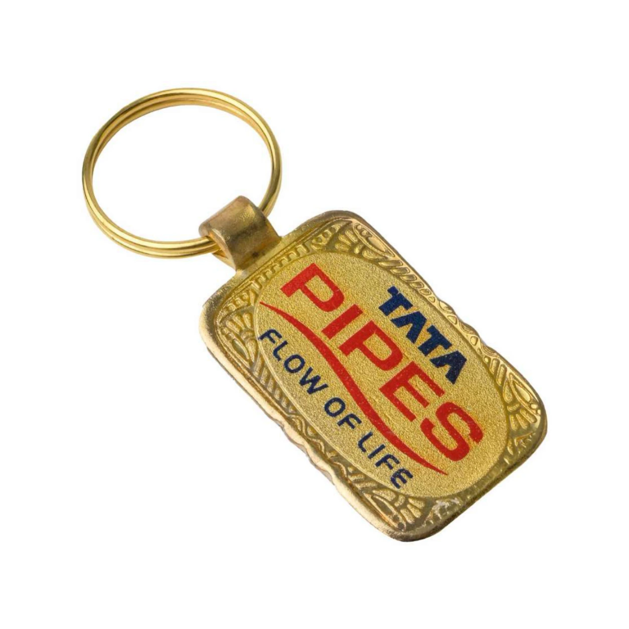 29 Rounded Rectangle Golden-Finish Metal Keychain — 29