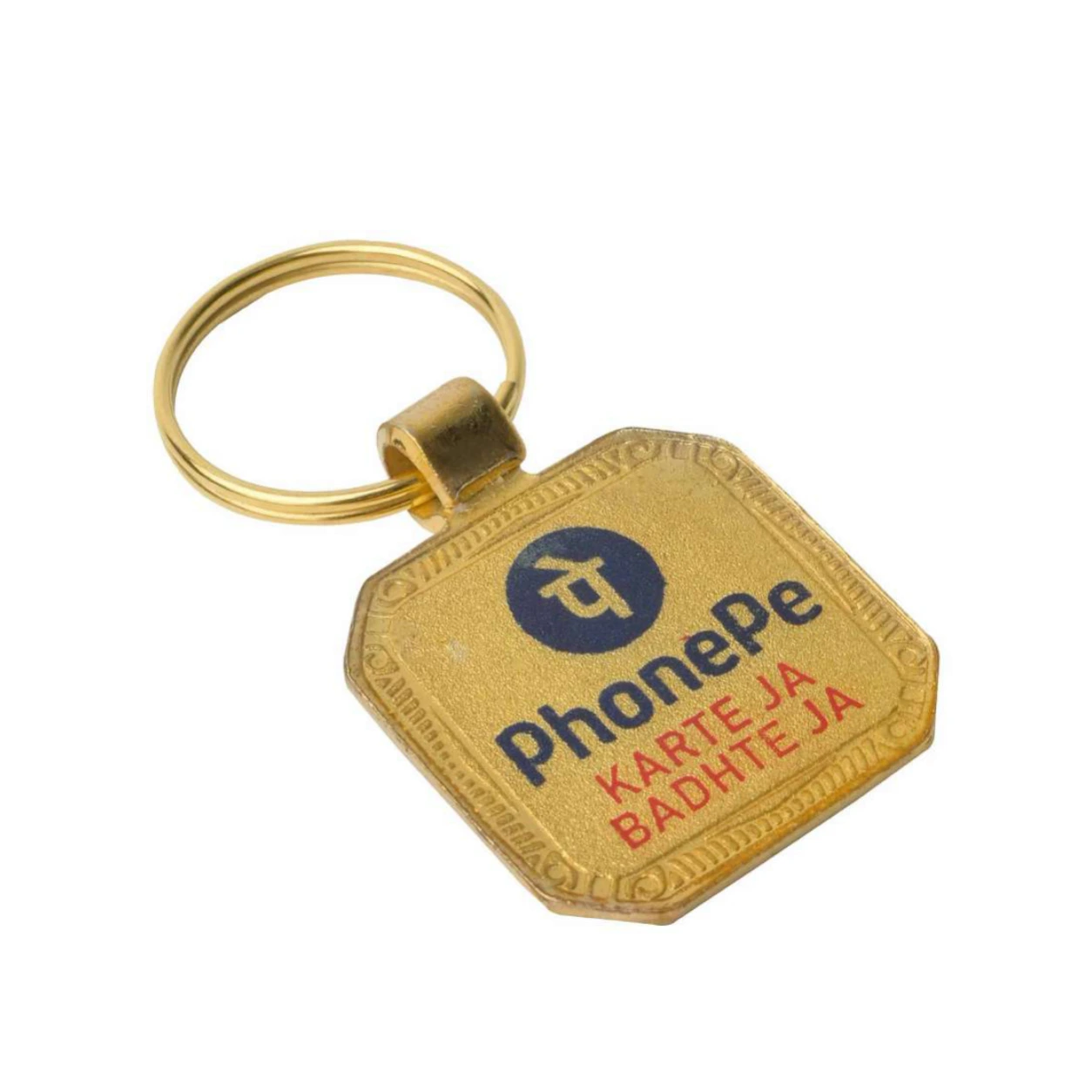31 Bevelled Hexagon Golden-Finish Metal Keychain — 31
