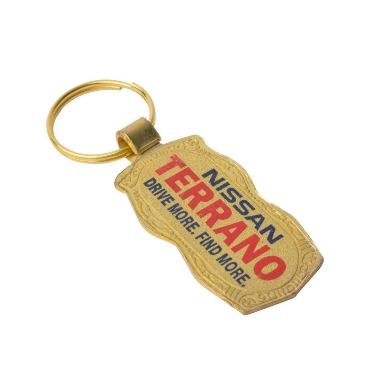 32 Elongated Ornamental Tag Golden-Finish Metal Keychain — 32