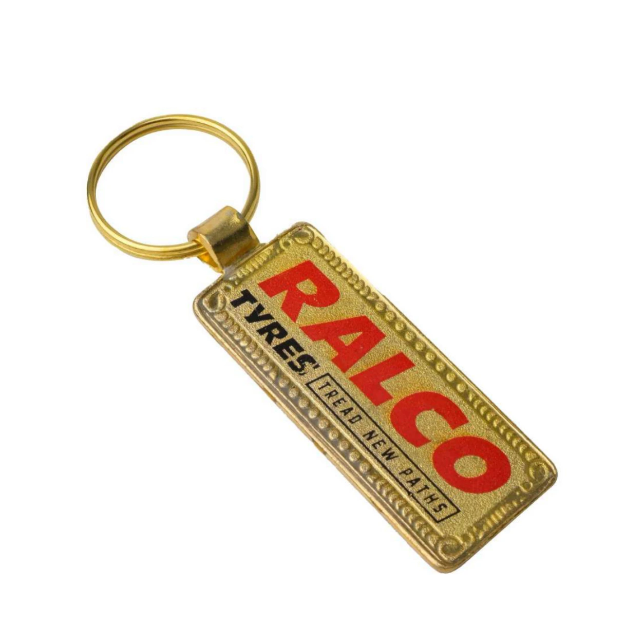 34 Slim Ornamental Tag Golden-Finish Metal Keychain — 34