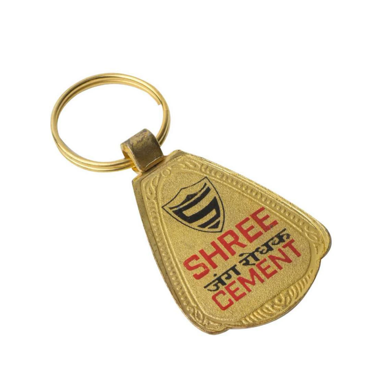 36 Domed Rectangle Golden-Finish Metal Keychain — 36