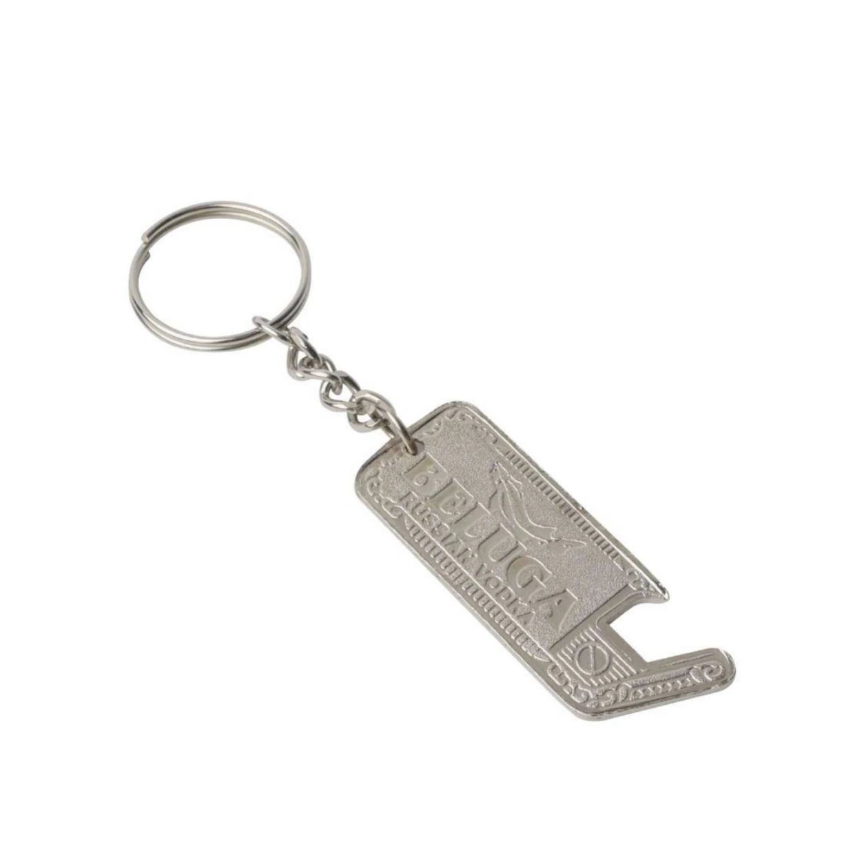 37 Chain Bottle Opener Nickel-Finish Metal Keychain — 37