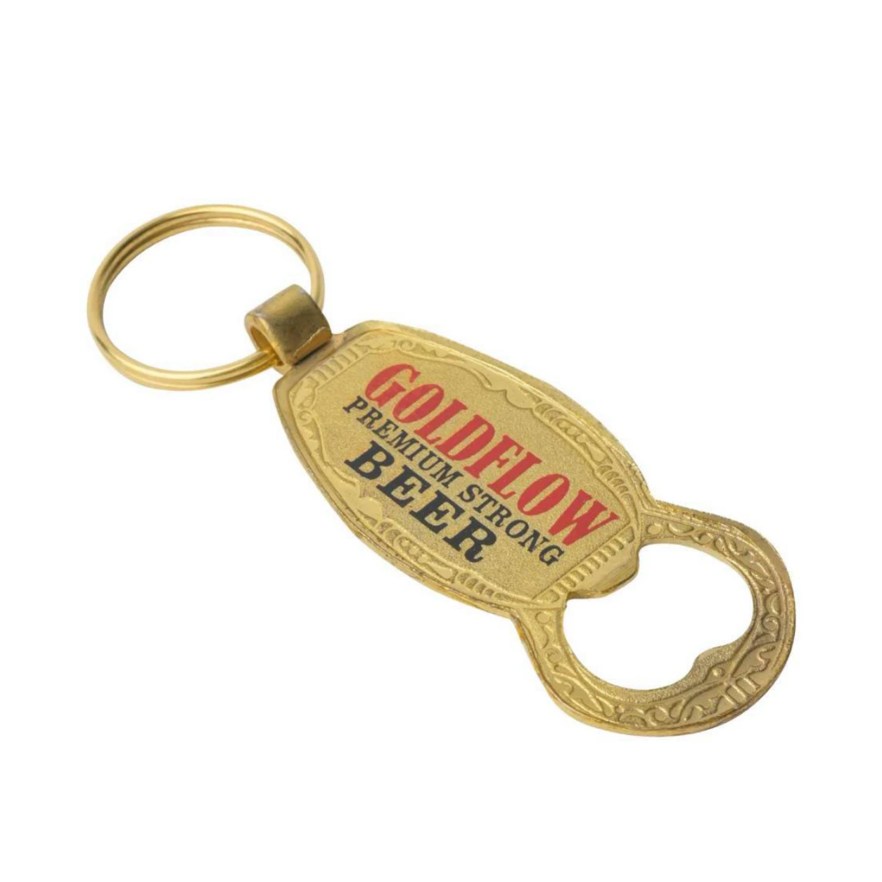 41 Oval Bottle Opener Golden-Finish Metal Keychain — 41
