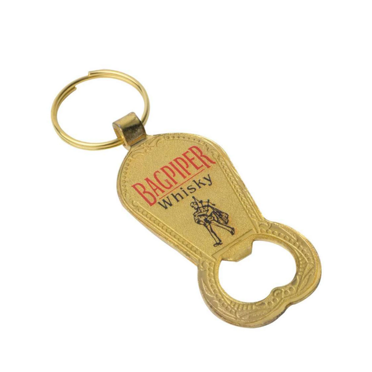 43 Scalloped Bottle Opener Golden-Finish Metal Keychain — 43