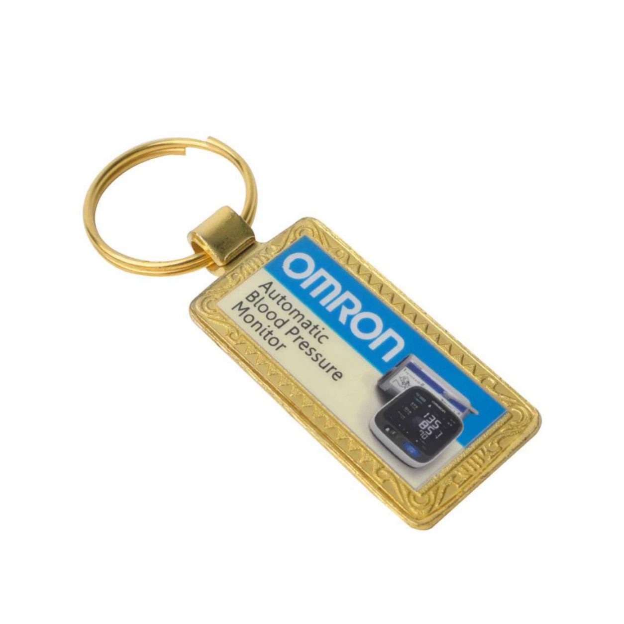 47 Rectangular Photo Golden-Finish Metal Keychain — 47
