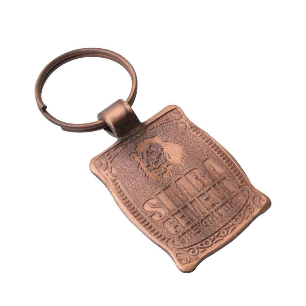 50 Shield Round-Neck Antique-Finish Metal Keychain — 50