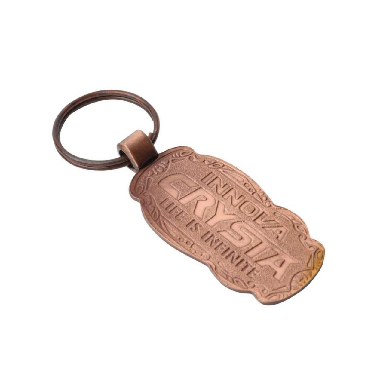 51 Ornamental Tag Round-Neck Antique-Finish Metal Keychain — 51