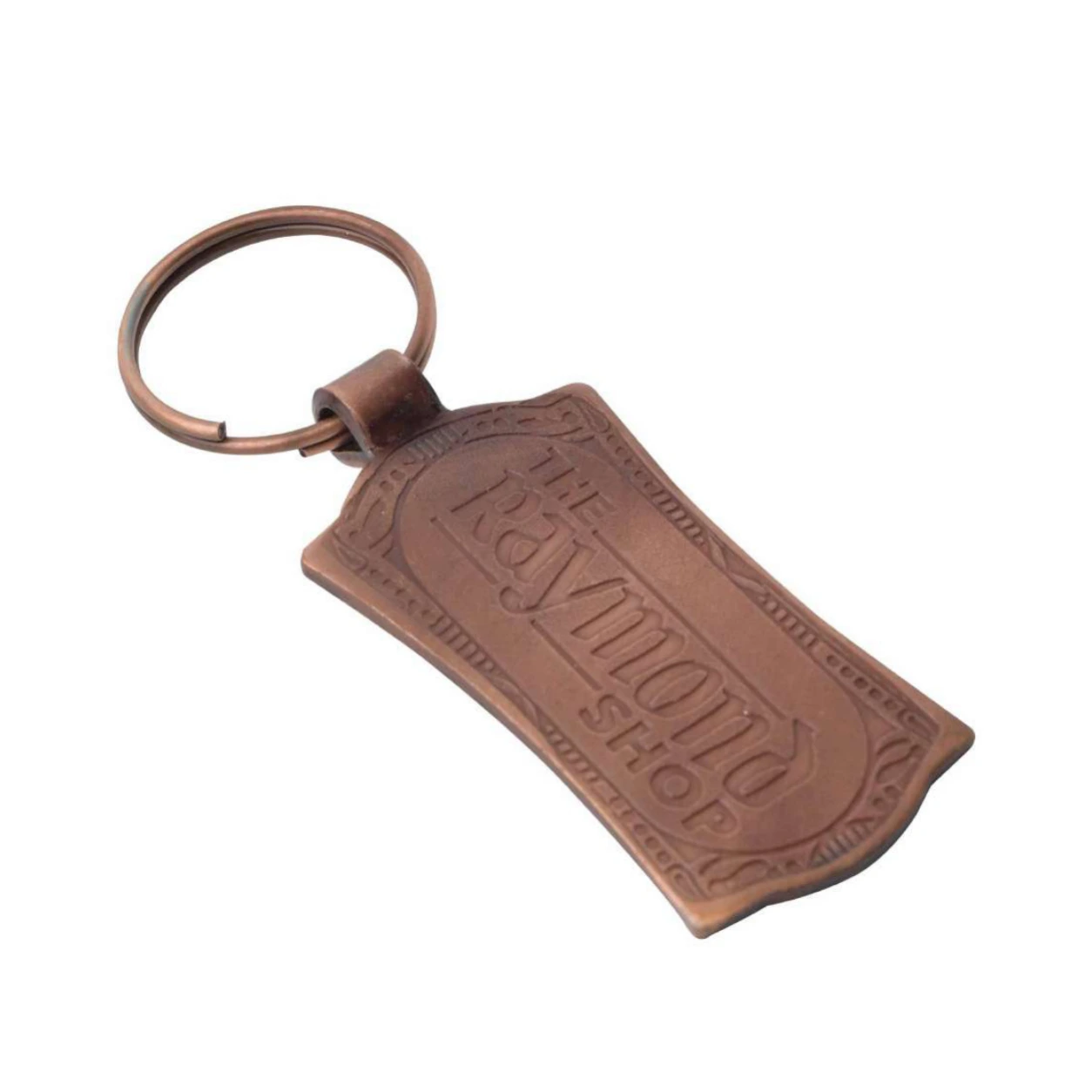 52 Curved Rectangle Round-Neck Antique-Finish Metal Keychain — 52