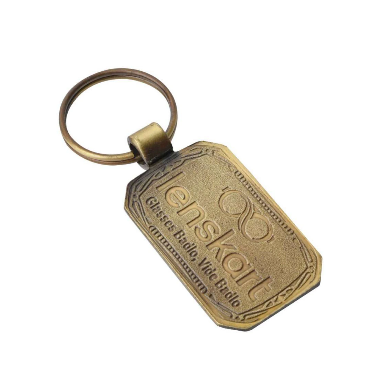 54 Octagonal Round-Neck Antique-Finish Metal Keychain — 54