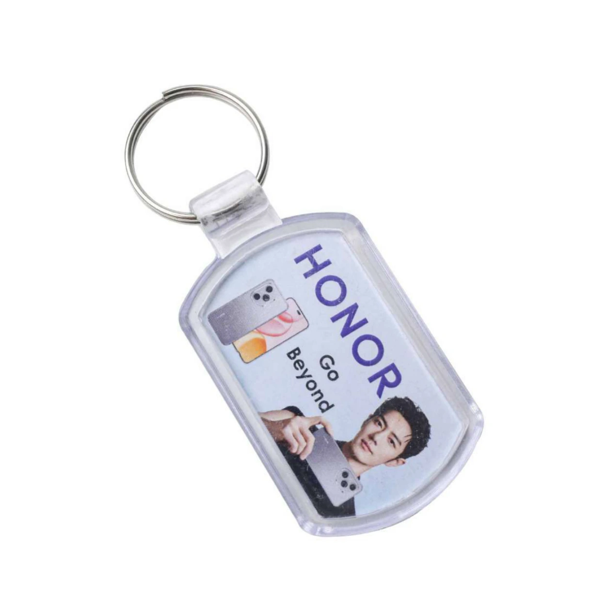 61 Domed Rectangle Multicolor Plastic Keychain — 61