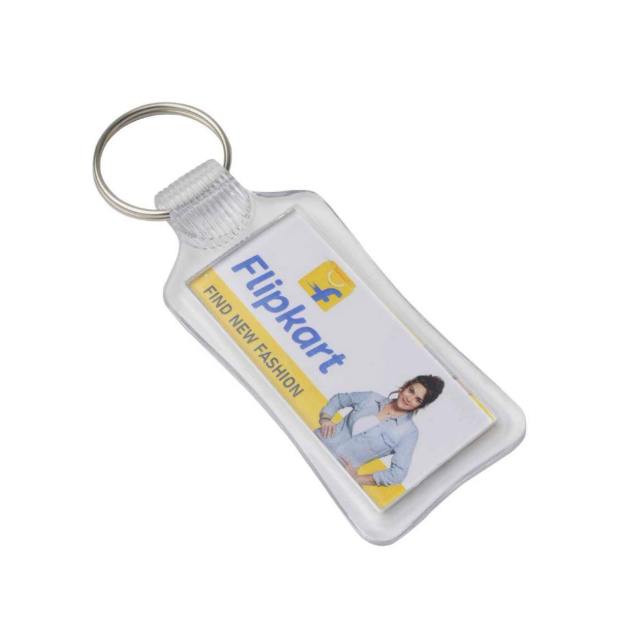 68 Wide Rectangle Photo Multicolor Plastic Keychain — 68