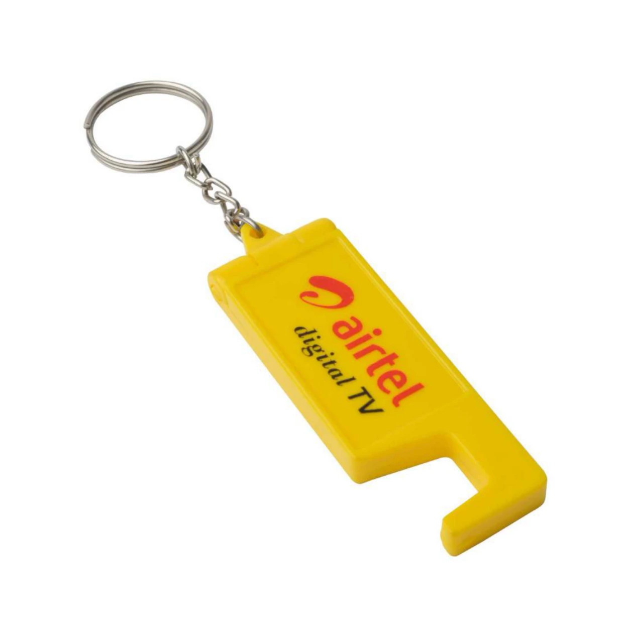 76 Yellow Slim Rectangle Mobile Stand ABS Plastic Keychain — 76