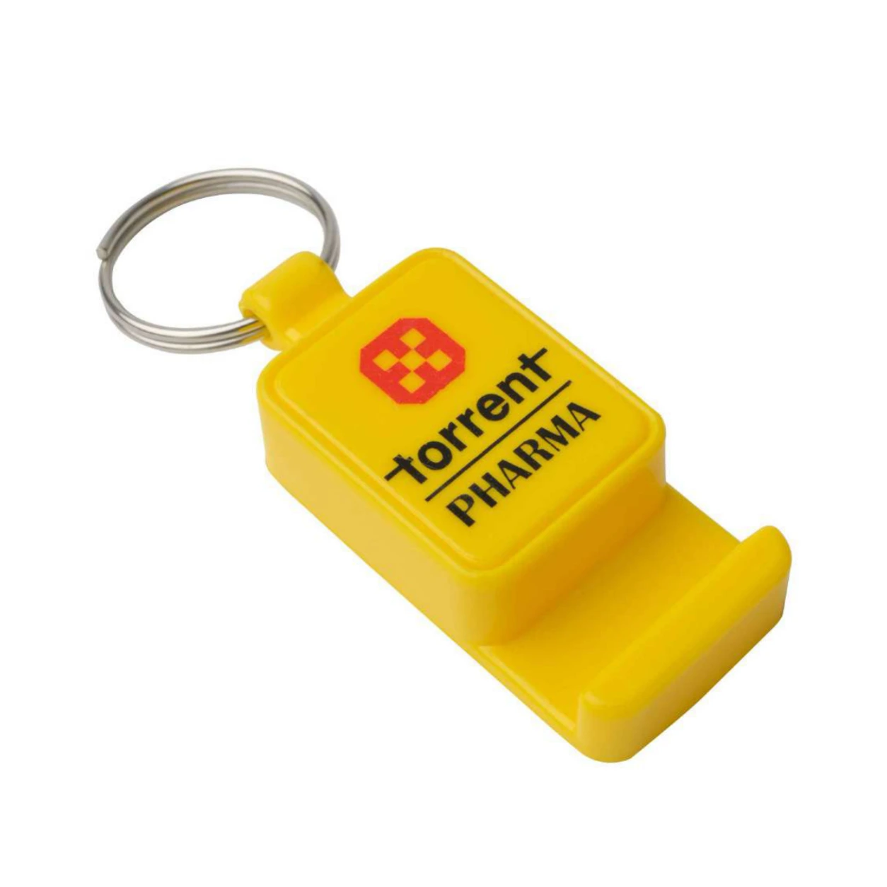 77 Yellow Square Mobile Stand ABS Plastic Keychain — 77