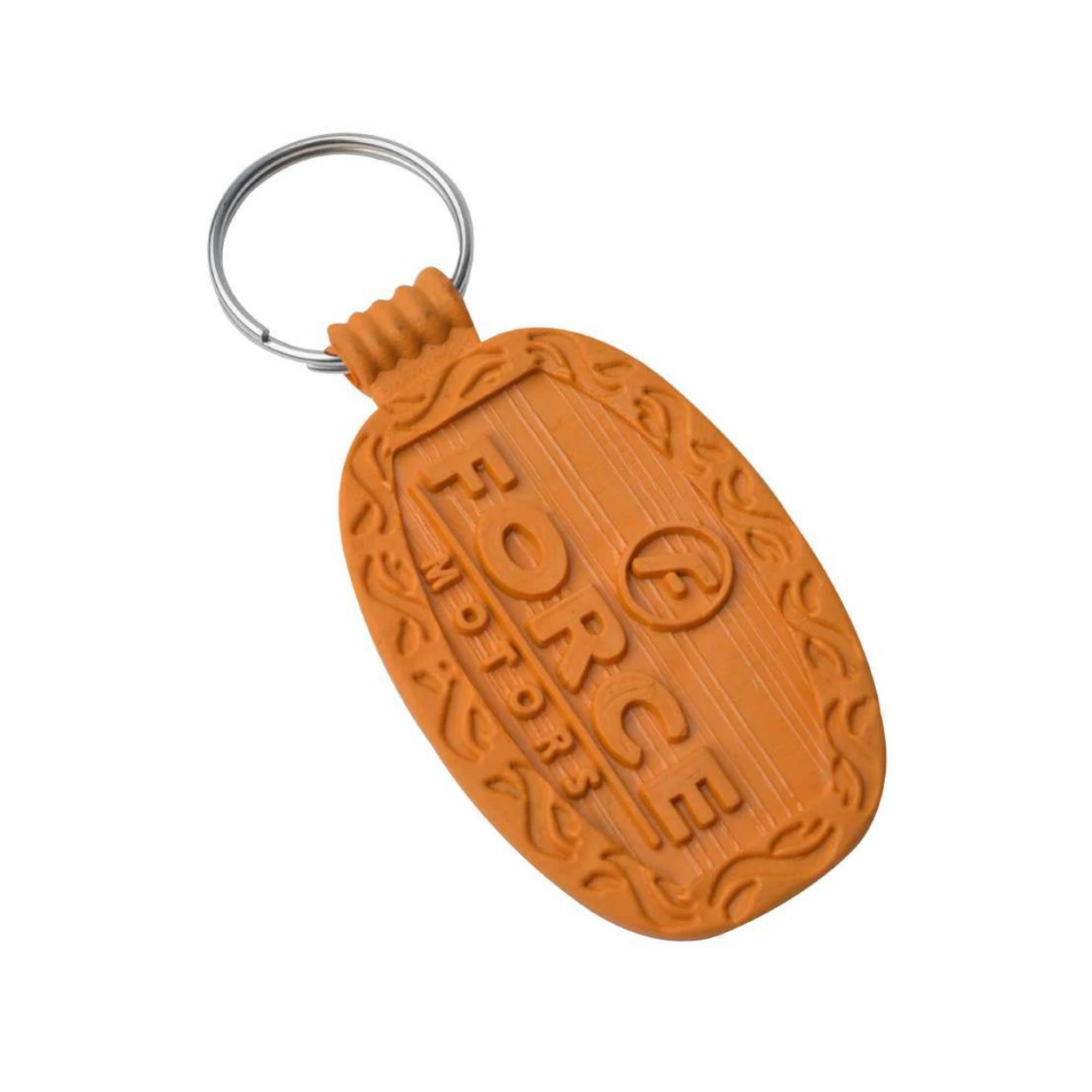 82 Orange Ornamental Oval Die-Moulded PVC Keychain — 82