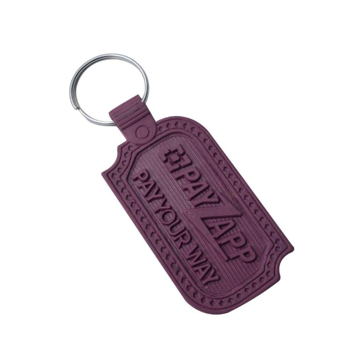 88 Purple Ornamental Rectangle Die-Moulded PVC Keychain — 88