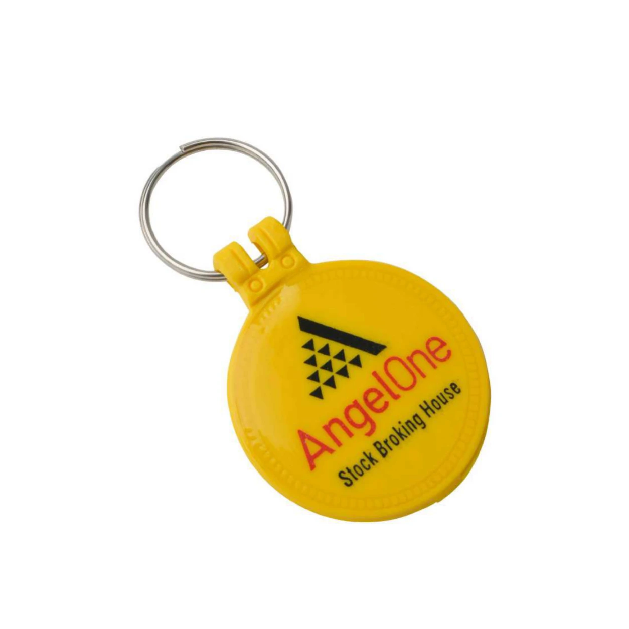 108 Yellow Round ABS Meena Plastic Keychain — 108